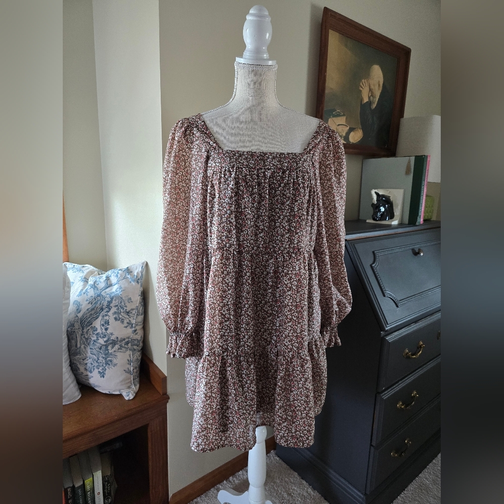 Abercrombie & Fitch sz. XS oversized babydoll floral dress long billowy sleeve